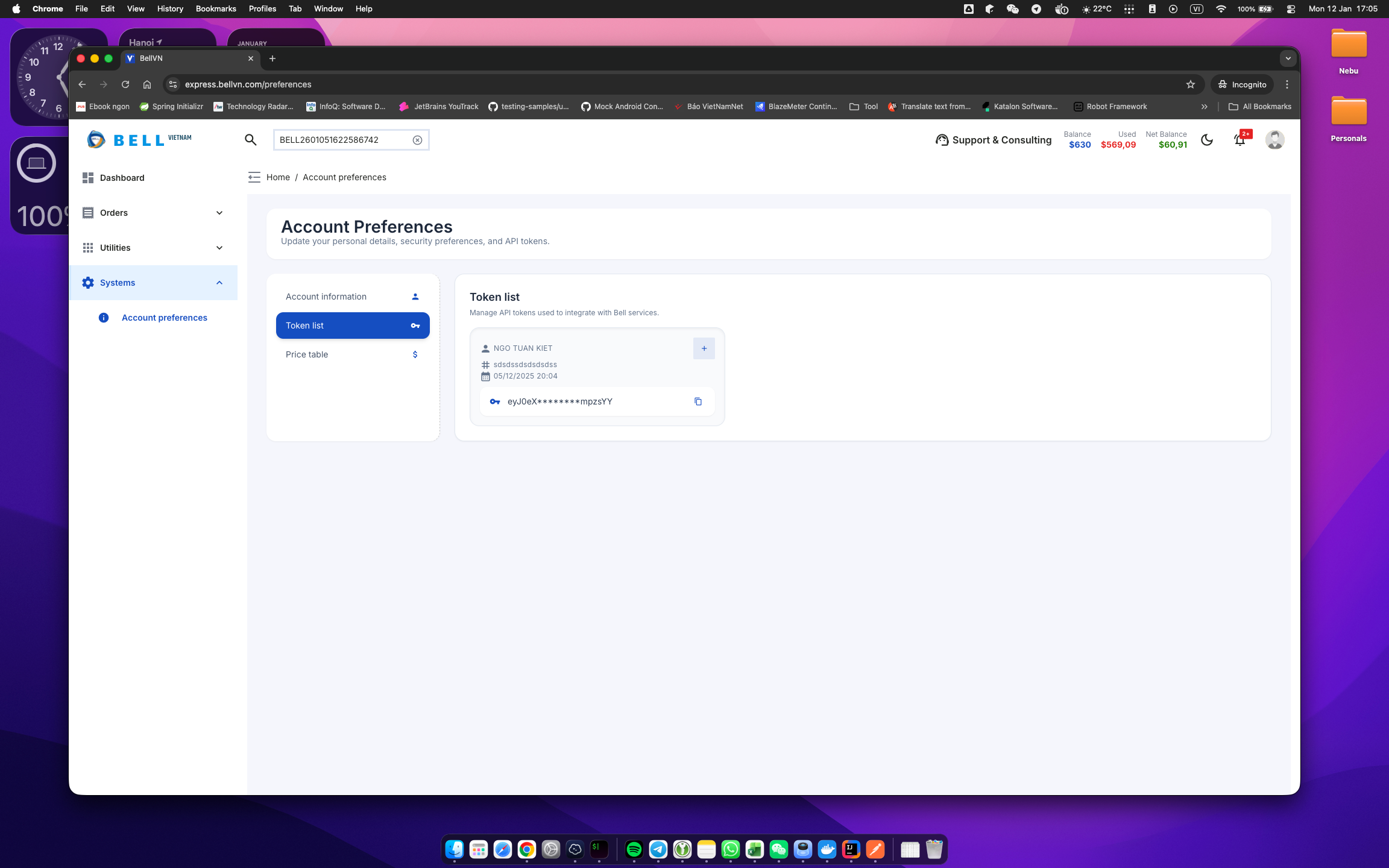 Lấy API Token